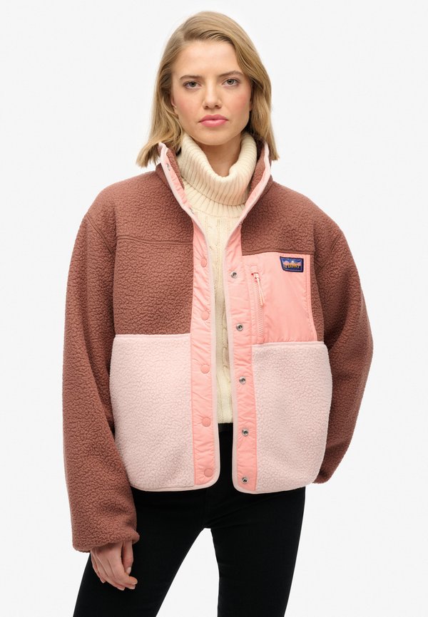 Superdry & Co COLOUR BLOCK - Fleece jacket - nutmeg spice brown