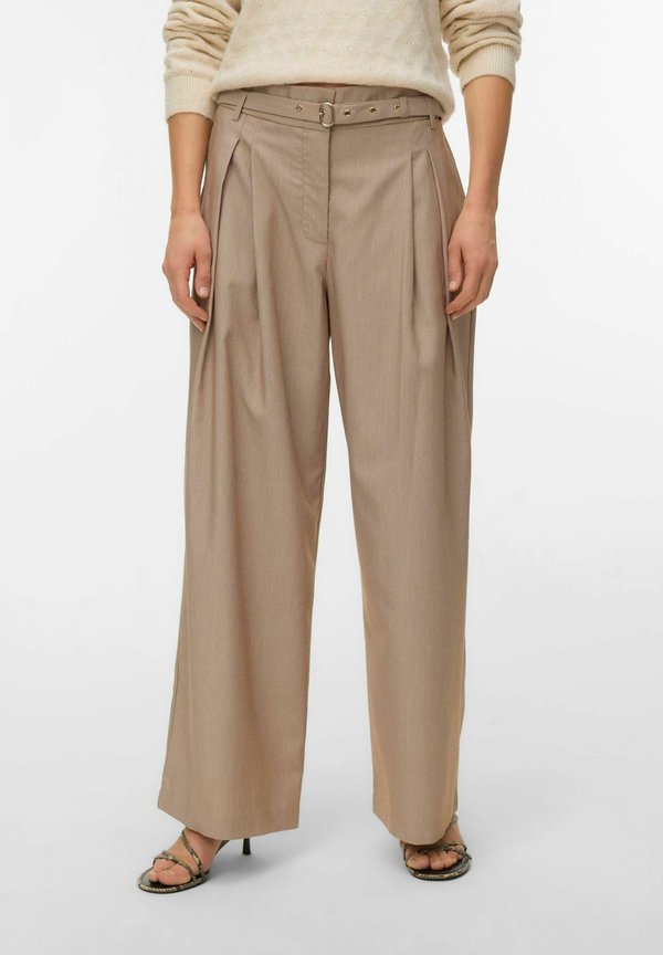 Vero Moda VMBELLIS High waist - Trousers - mocha meringue melange