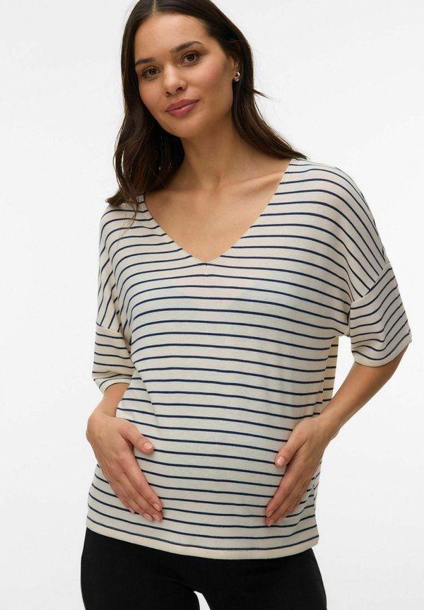 Vero Moda Loose Fit V-Neck Dropped shoulders - Print T-shirt - birch