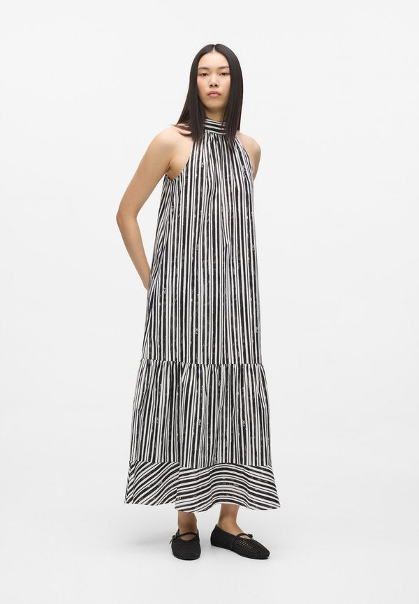 KARL LAGERFELD STRIPED HALTERNECK MAXI