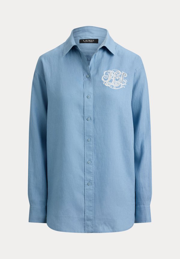 Lauren Ralph Lauren RELAXED FIT EYELET-LOGO LINEN SHIRT