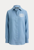 Lauren Ralph Lauren RELAXED FIT EYELET-LOGO LINEN SHIRT