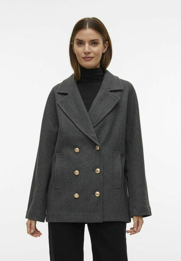 Vero Moda VMFORTUNE - Short coat - dark grey melange