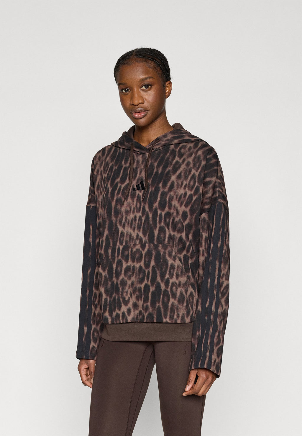adidas Sportswear SEASONAL ESSENTIALS LEOPARD PRINT FRENCH TERRY WITH 3 STRIPES