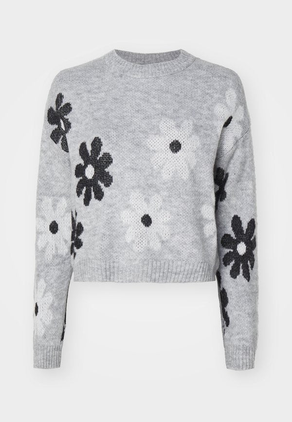 ONLY Jumper - light grey melange/black/white