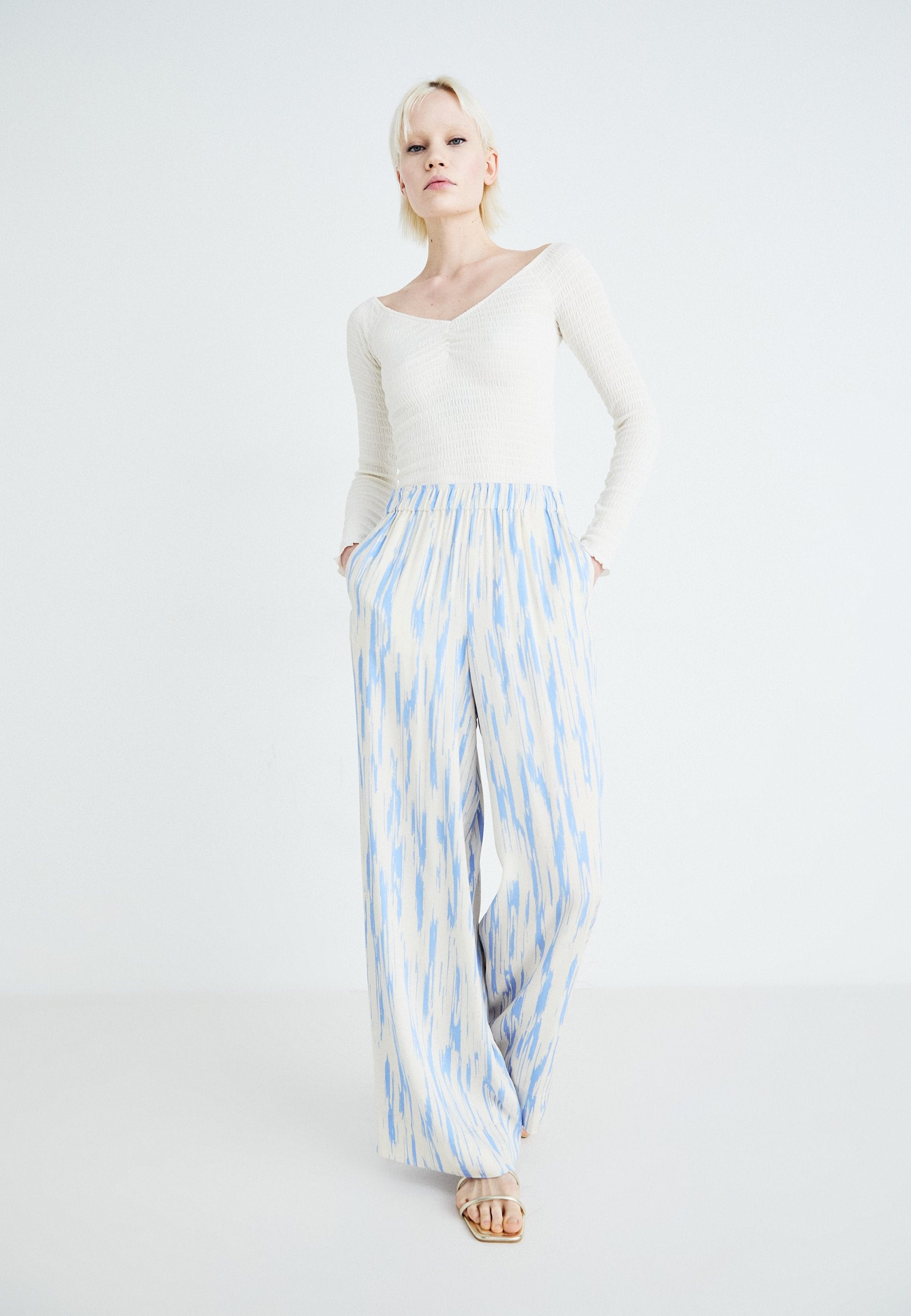 Selected Wide-leg printed viscose