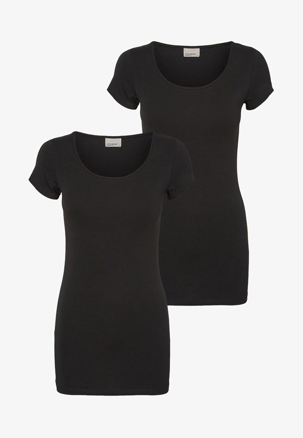 Vero Moda VMMAXI MY LONG U-NECK TOP - Basic T-shirt - black