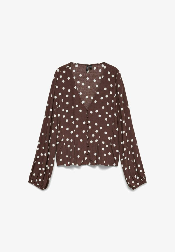 Vero Moda BLOUSE VMELISA TOP - Blouse - chocolate martini