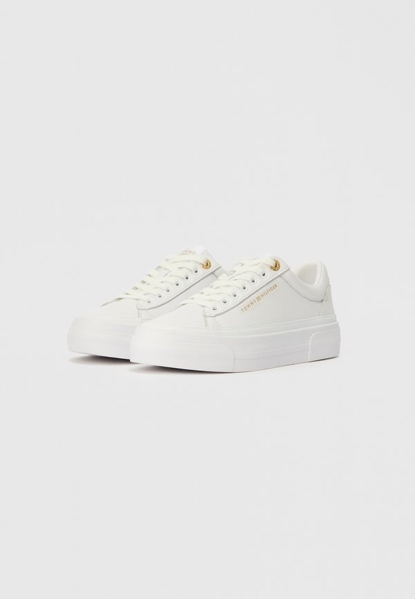 Tommy Hilfiger METALLIC LOGO PLATFORM TRAINERS WITH LEATHER