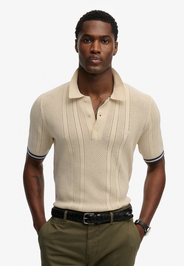Superdry & Co TEXTURE SHORT SLEEVE - Polo shirt - oatmeal beige
