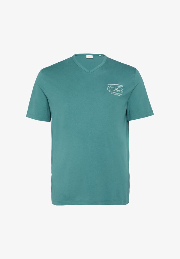 s.Oliver MIT LOGO-STICKEREI - Print T-shirt - petrol