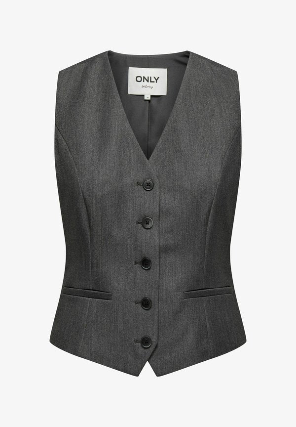 ONLY GILET - Waistcoat - dark grey melange