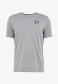 Under Armour LEFT CHEST LOGO - Sports T-shirt - steel light heather/black