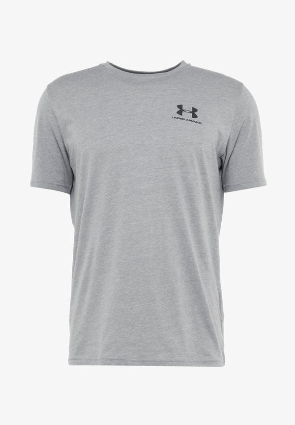 Under Armour LEFT CHEST LOGO - Sports T-shirt - steel light heather/black