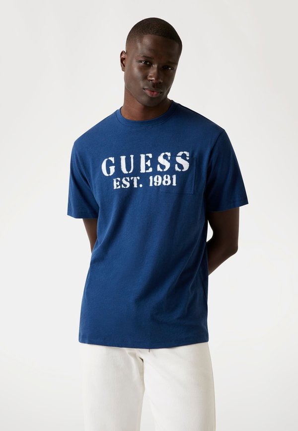 Guess LOGO - Print T-shirt - blau