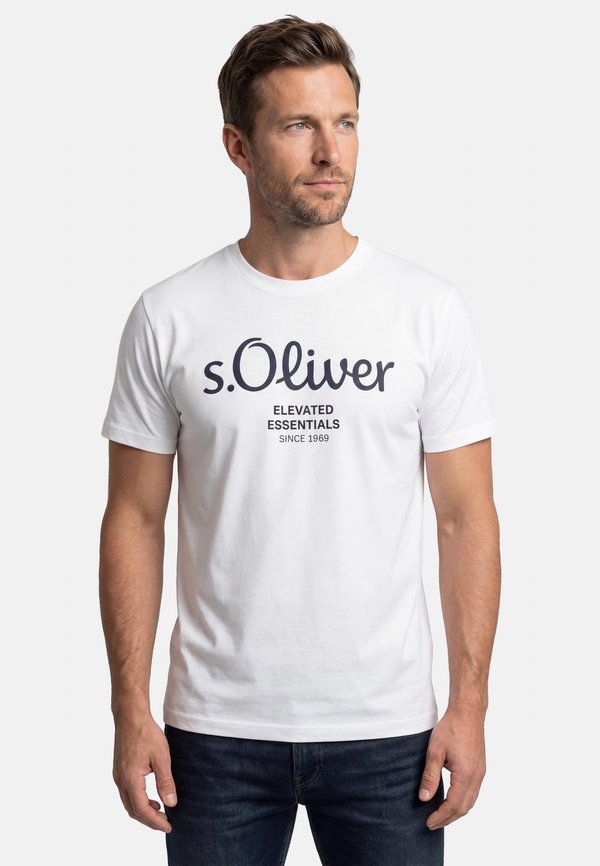 s.Oliver Print T-shirt - weiß   blau