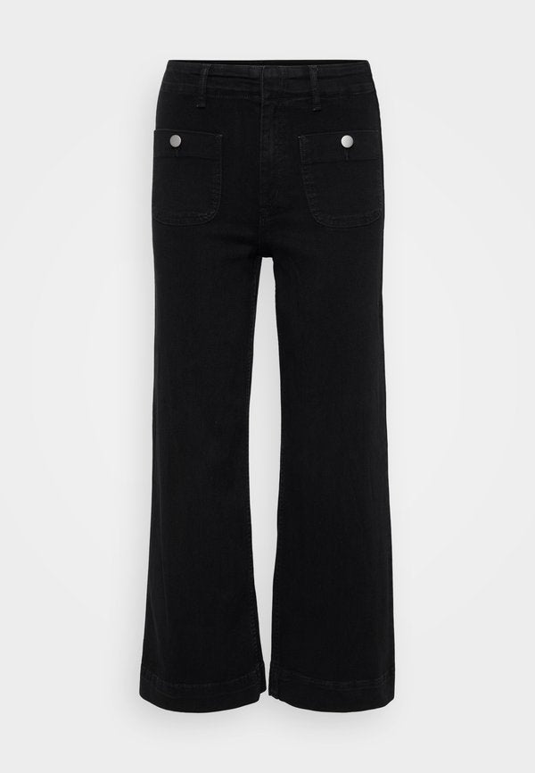 Vero Moda Petite VMKAYLA WIDE POCKET - Wide Leg - black denim