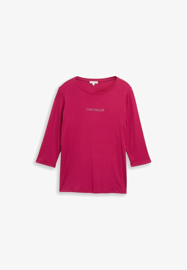 TOM TAILOR MIT GLITZER-LOGO - Long sleeved top - dark pink
