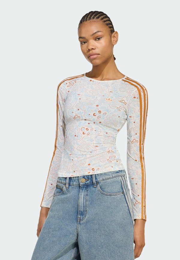 adidas Originals SUMMER GLOW MESH GRAPHICS LONG SLEEVE - Long sleeved top - off white/rustic orange