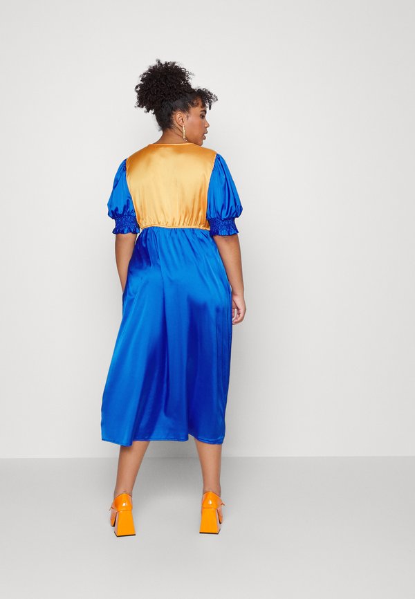 IN THE STYLE CURVE BLOCK COLOUR MIDI DRESS