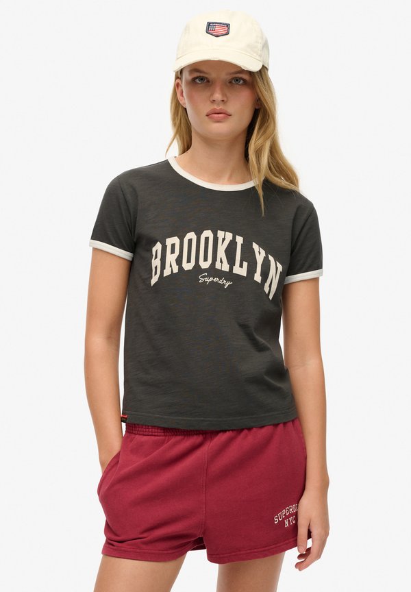 Superdry & Co ATHLETIC ESSENTIAL RINGER - Print T-shirt - charcoal