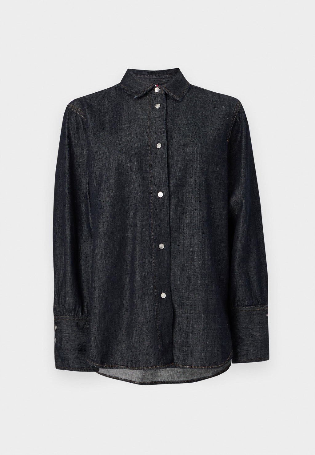 RELAXED FIT FLAG EMBROIDERY DENIM SHIRT Media 1
