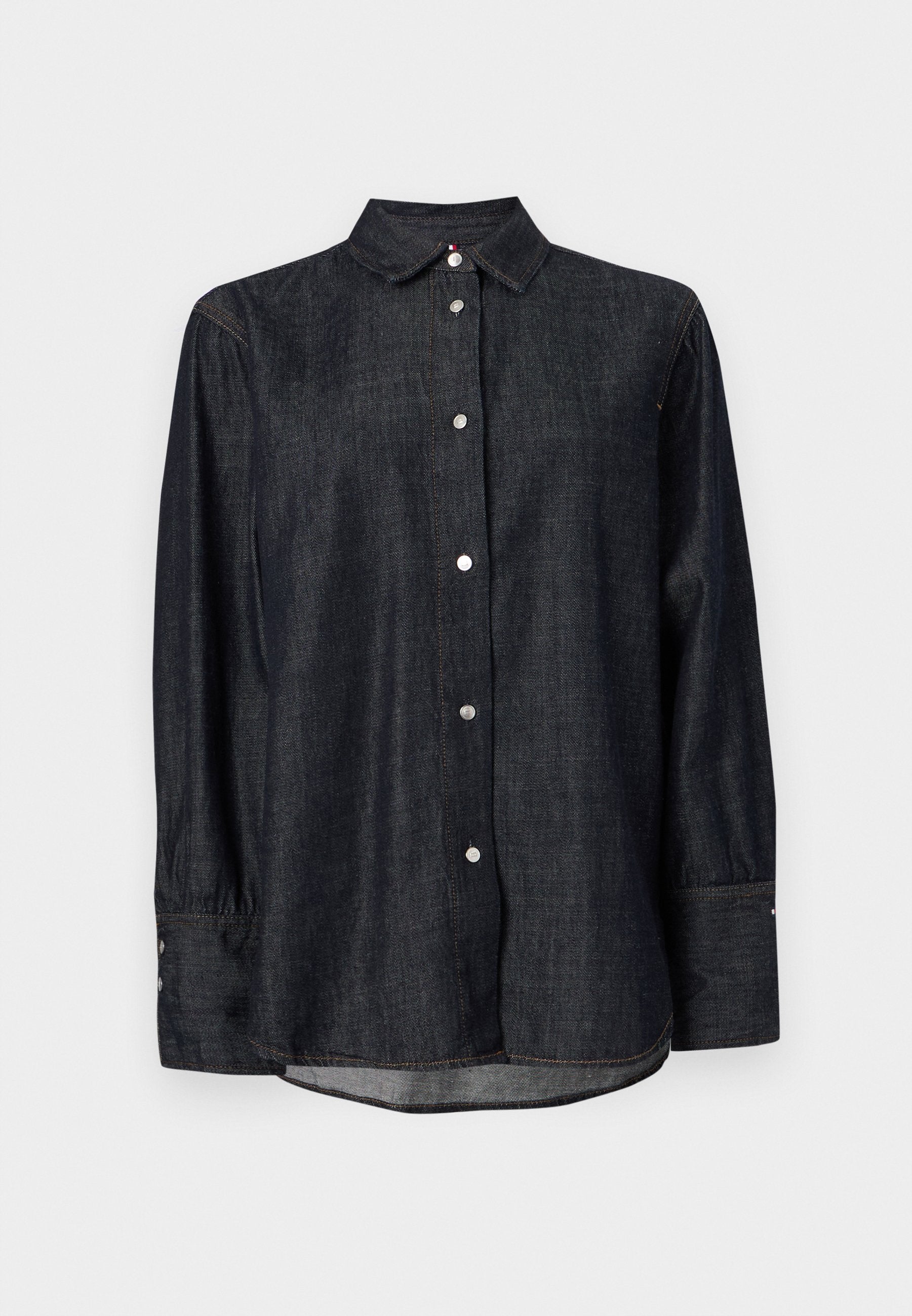 RELAXED FIT FLAG EMBROIDERY DENIM SHIRT Media 1