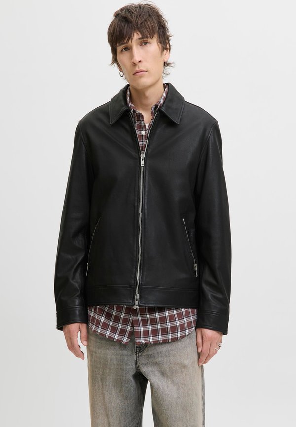 Jack & Jones Leather Leather - Leather jacket - black