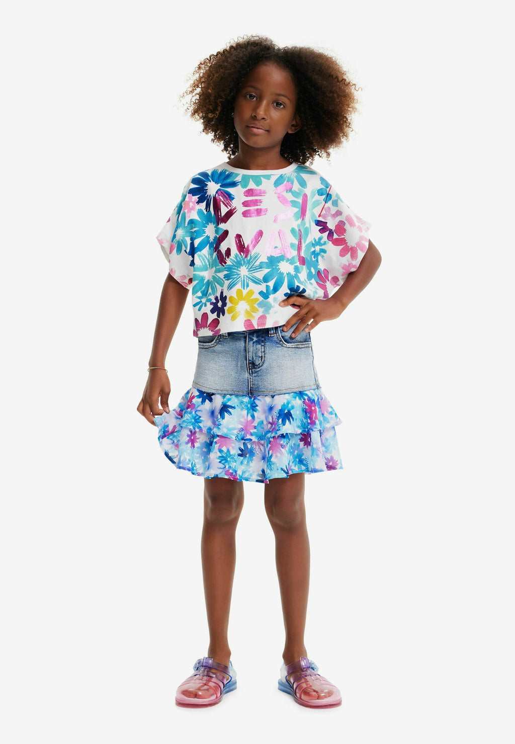 Desigual FLORAL RUFFLE DENIM