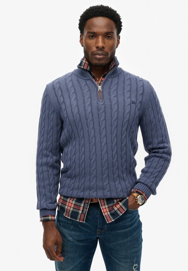 Superdry & Co CLASSIC CABLE HALF-ZIP - Jumper - soft navy