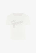 Guess STUDS SCRIPT TEE - Print T-shirt - weiß