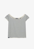 Superdry & Co SUPERDRY BARDOT SHORT SLEEVE OFF SHOULDER - Print T-shirt - richest navy stripe