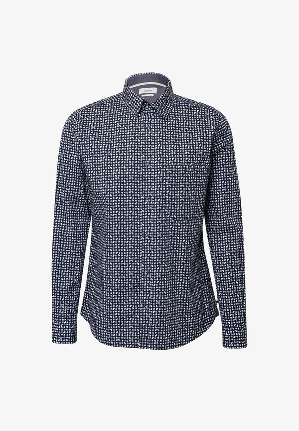 s.Oliver MOTIFS AVEC DÉTAILS CONTRASTÉS - Shirt - navy