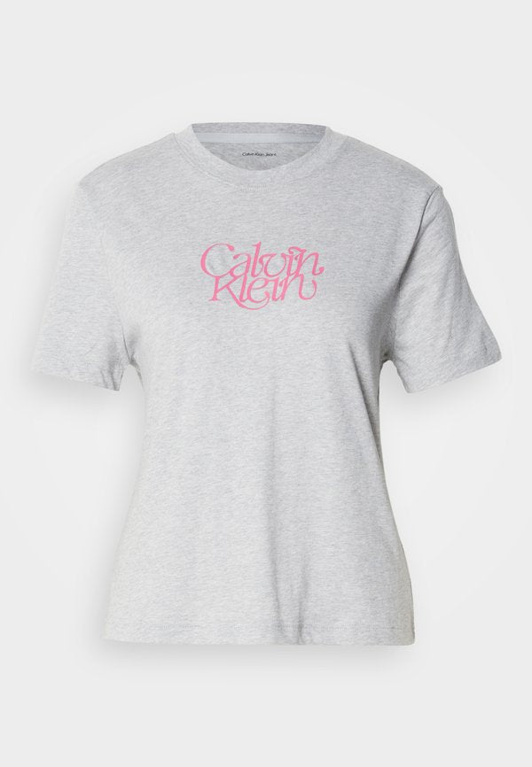 Calvin Klein Jeans SCRIPT - Print T-shirt - history grey heather