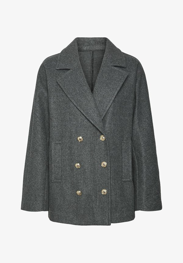 Vero Moda VMFORTUNE - Short coat - dark grey melange