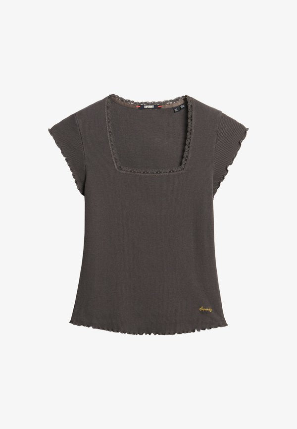 Superdry & Co SUPERDRY ESSENTIAL SQUARE NECK SHORT SLEEVE T-SHIRT.. - Basic T-shirt - charcoal