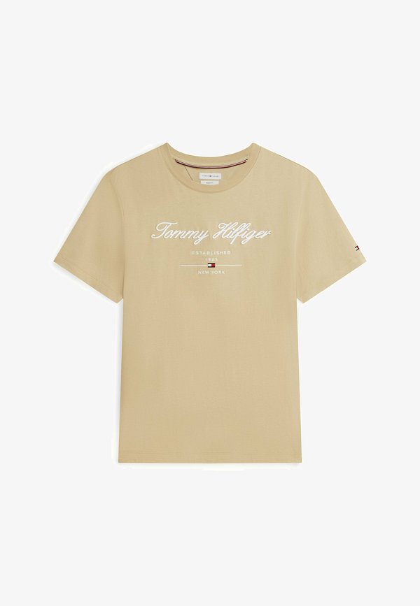 Tommy Hilfiger SCRIPT LOGO TEE - BRAND LOVE - Print T-shirt - batique khaki