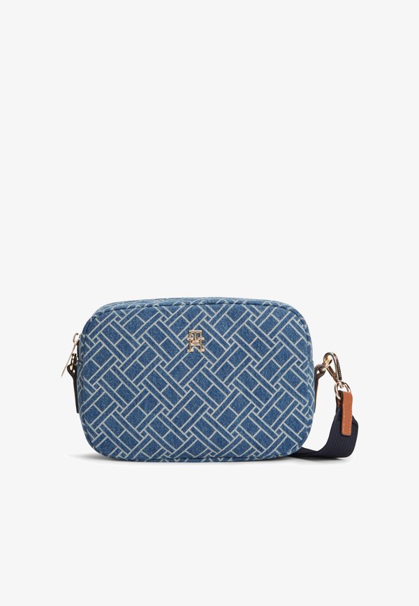 Tommy Hilfiger TH MONOGRAM DENIM CROSSBODY CAMERA BAG - Handbag - blue
