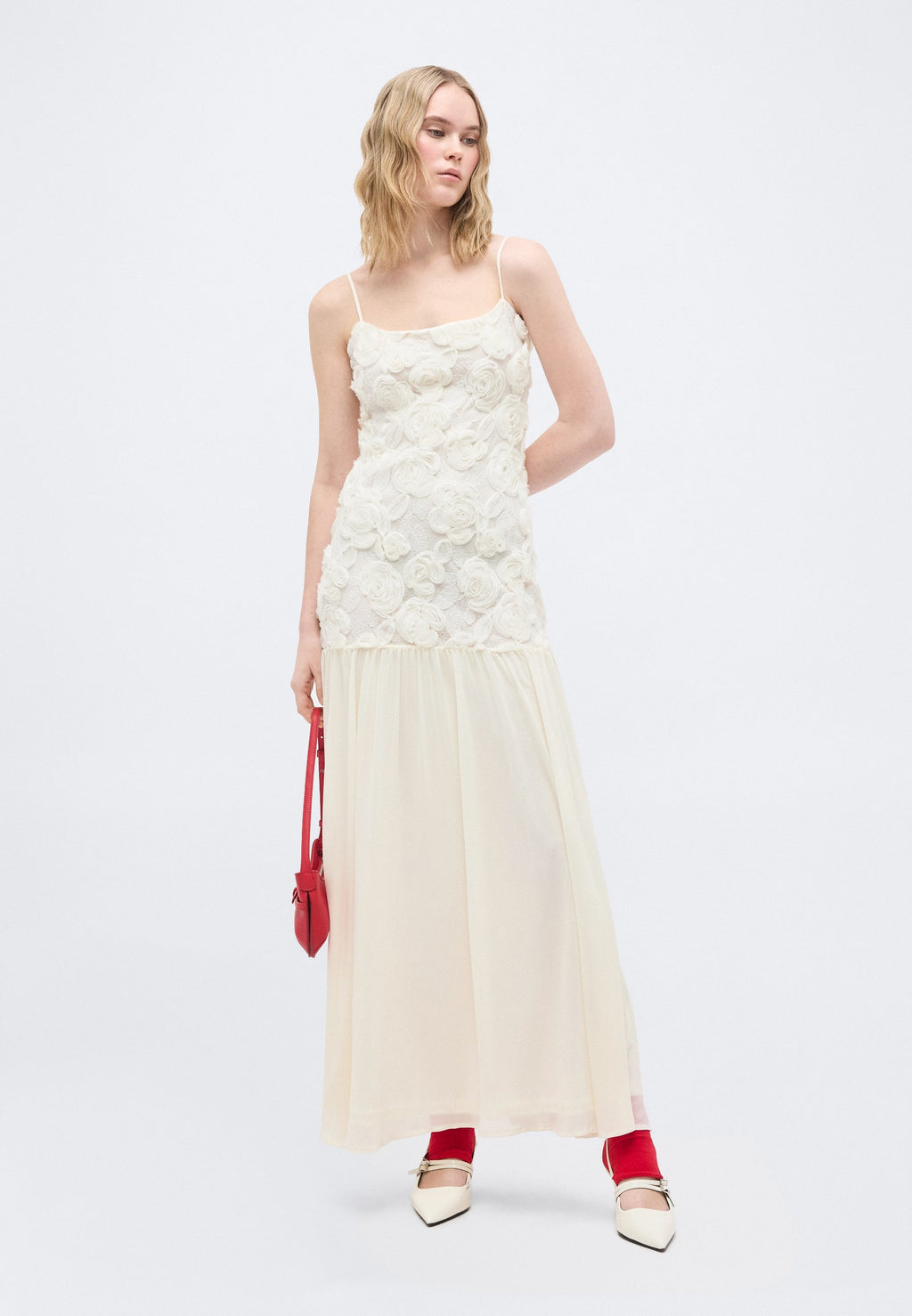 Gina Tricot EMBROIDERY DROPPED WAIST DRESS