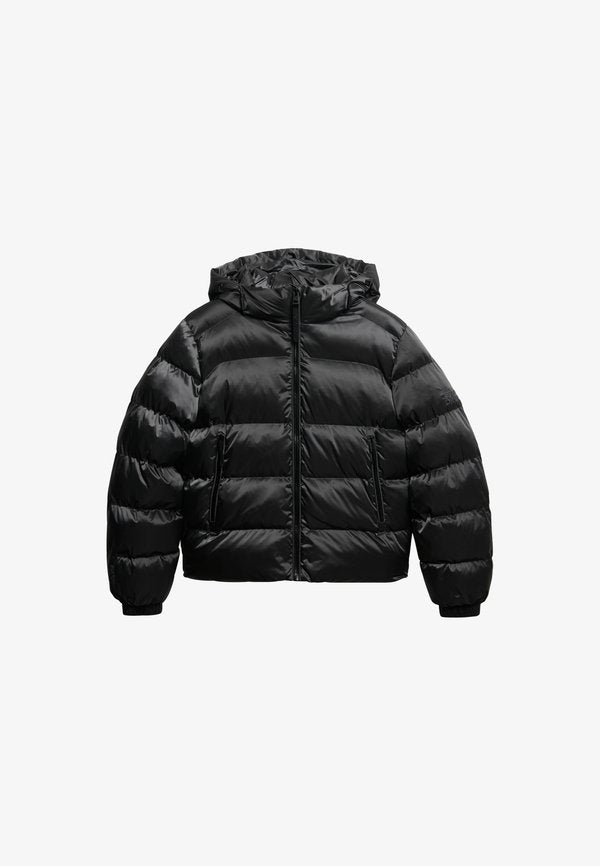 Superdry & Co HOODED LUXE PUFFER - Winter jacket - black sheen