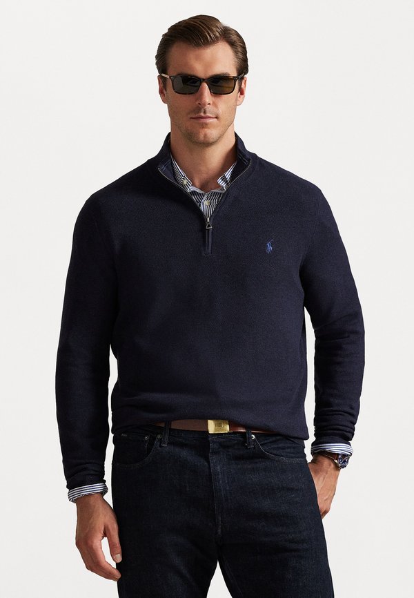 Polo Ralph Lauren Big & Tall MESH-KNIT COTTON QUARTER-ZIP JUMPER