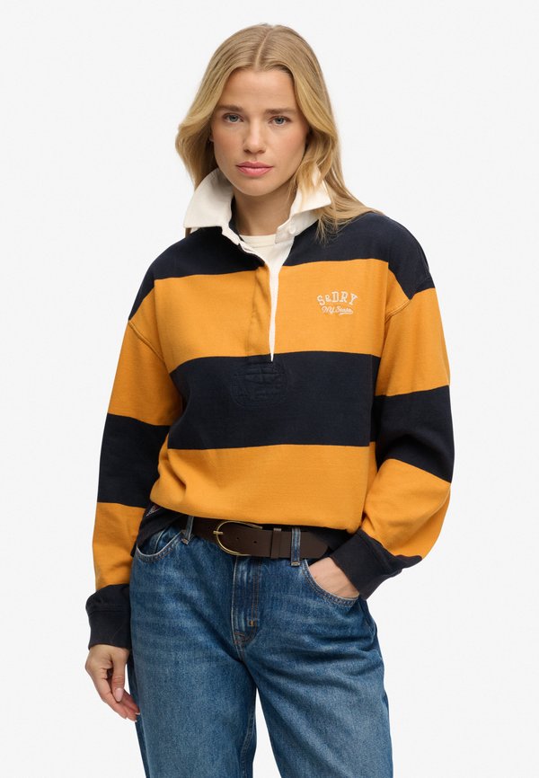 Superdry & Co HERITAGE STRIPE RUGBY  - Polo shirt - navy track gold