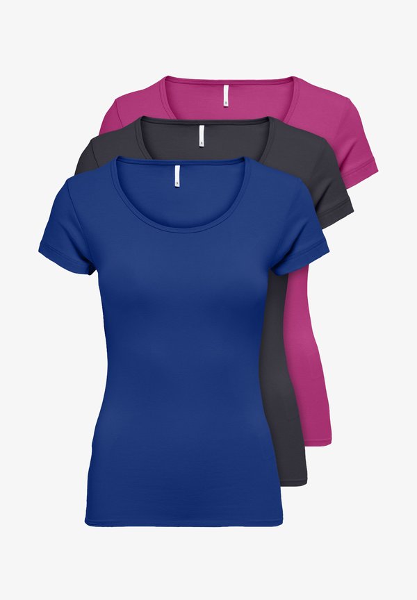ONLY PACK OF 3 - Basic T-shirt - blue/phantom/berry