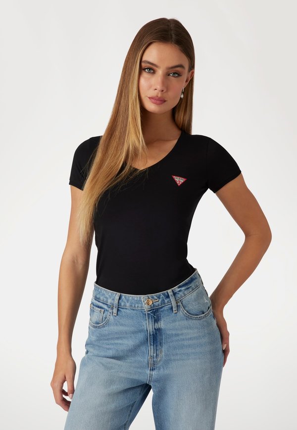 Guess MINI TRIANGLE TEE - Basic T-shirt - jet black