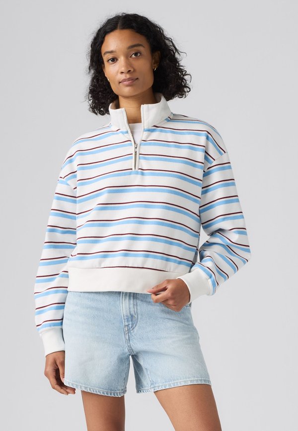 Levi's® EVERYDAY QUARTER ZIP - Sweatshirt - ruby stripe alaskan blue