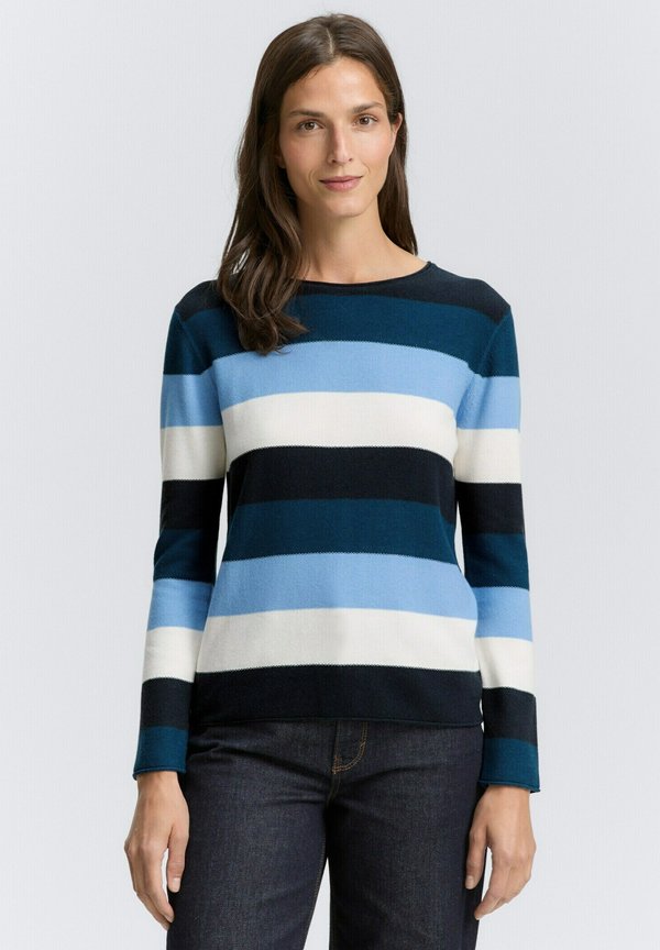 TOM TAILOR Jumper - big teal knit stripe