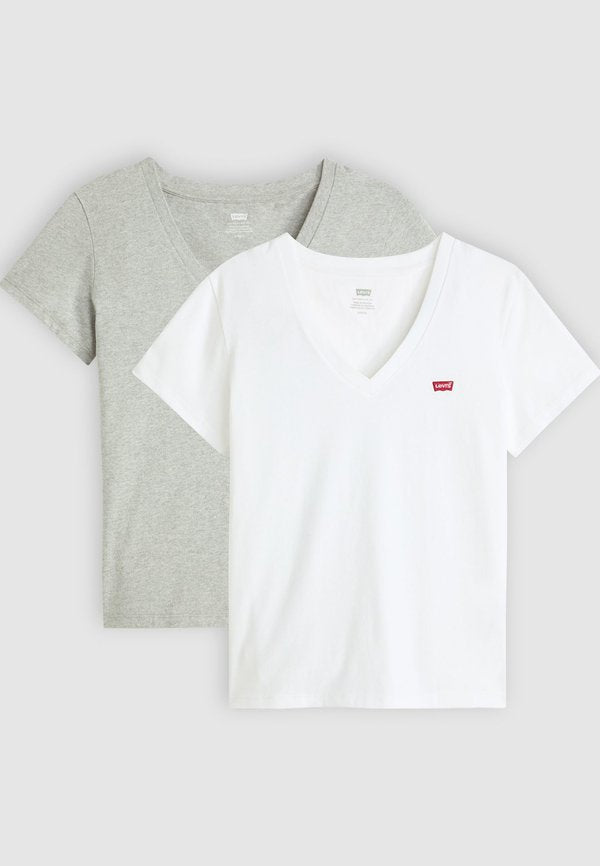 Levi's® PERFECT V NECK TEES 2 PACK - Print T-shirt - white/starstruck heather