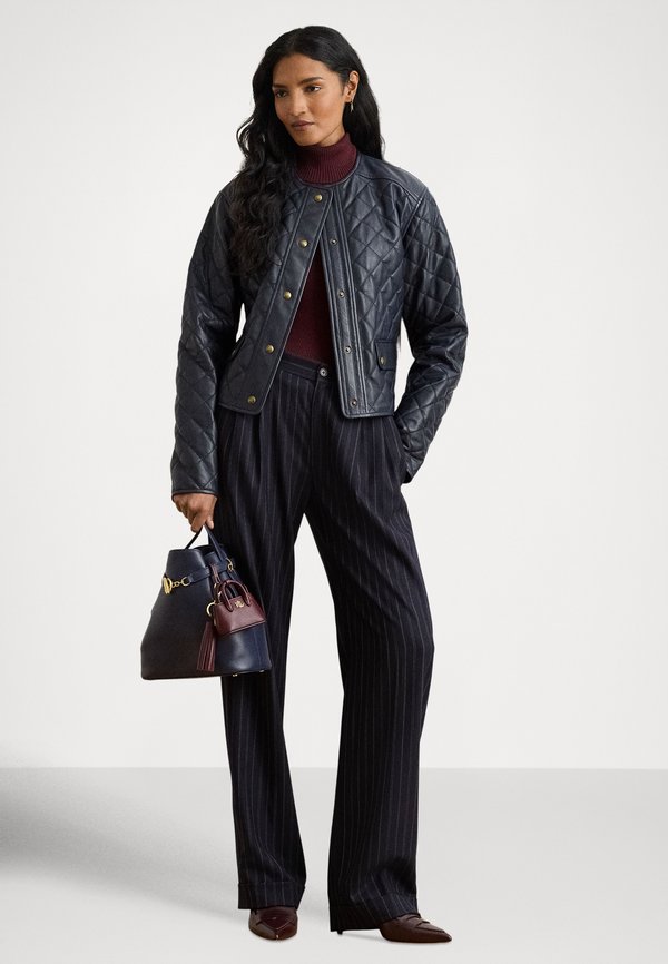 Lauren Ralph Lauren STRIPED PLEATED WOOL-BLEND TWILL PANT