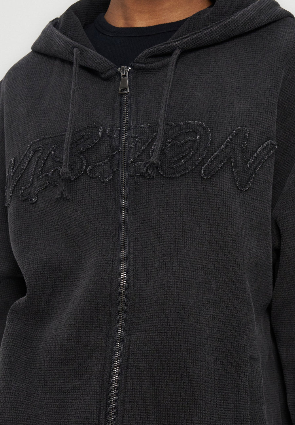 YOURTURN WAFFLE BOXY FIT ZIP-UP HOODIE