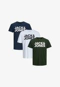 Jack & Jones 3 PACK - Print T-shirt - weiß blau grün